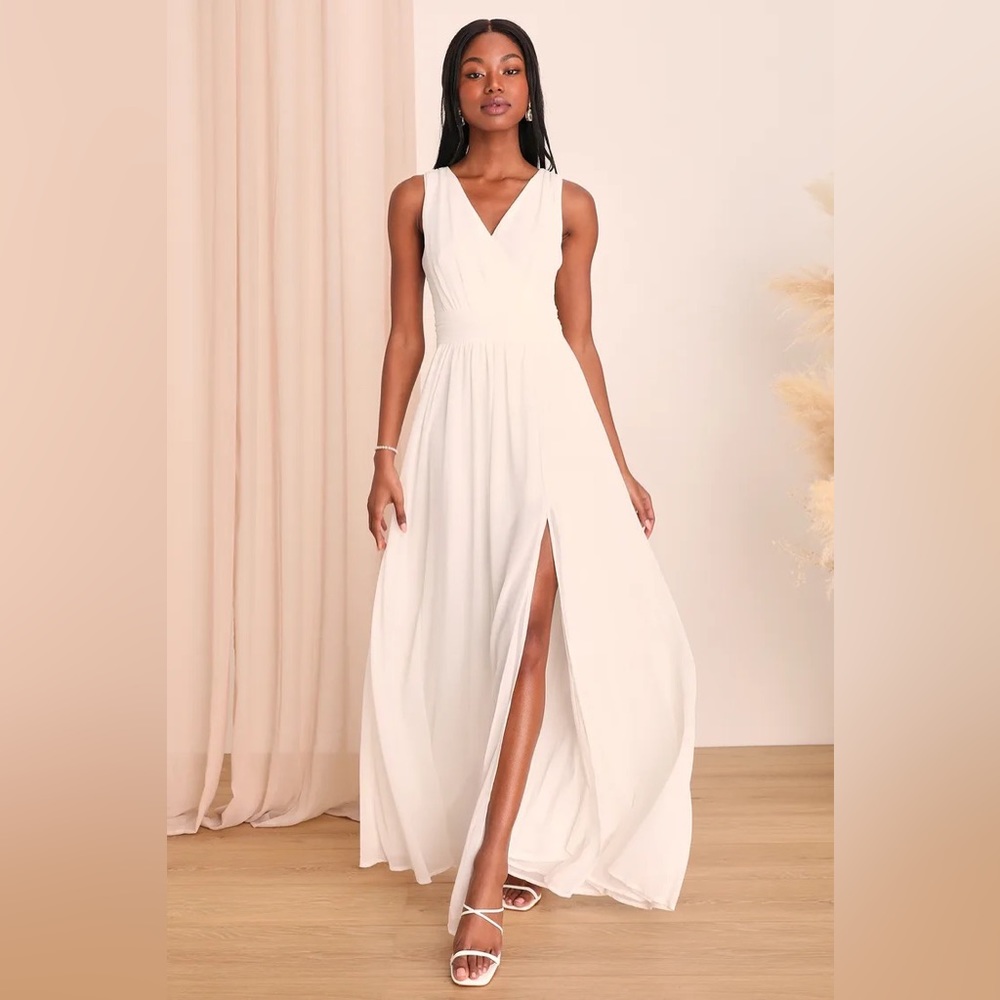 Lulu’s Thoughts of Hue White Surplice Maxi Dress SIZE XL